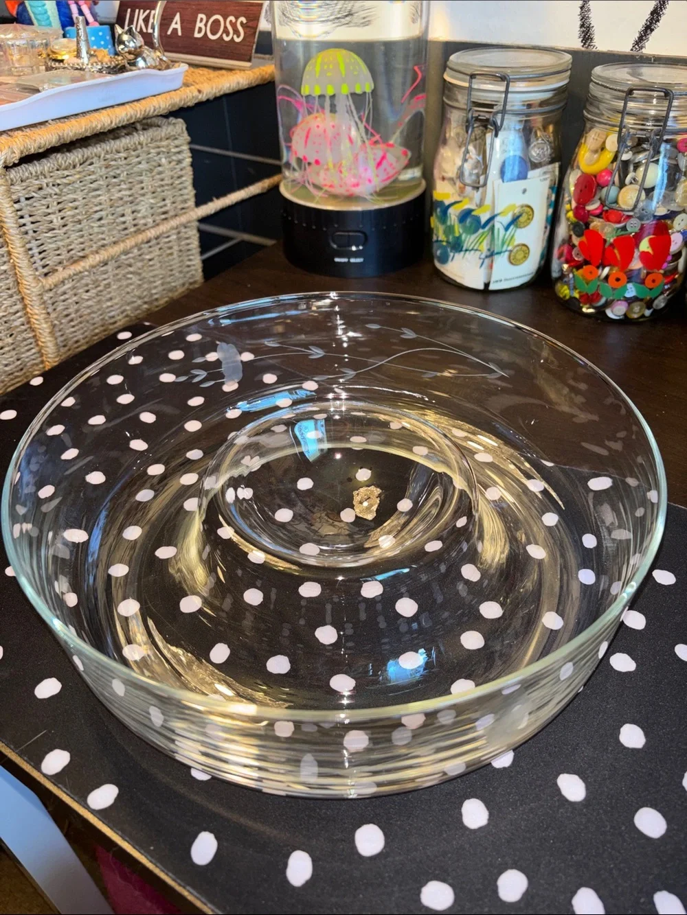 NIB Princess House Heritage Crystal Chip 'n Dip Bowl, model 401.It features a cl